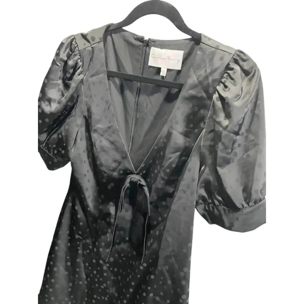 Charles Henry Women's Black Puff Sleeve Polka Dot Dress Size‎ L - Picture 3 of 4